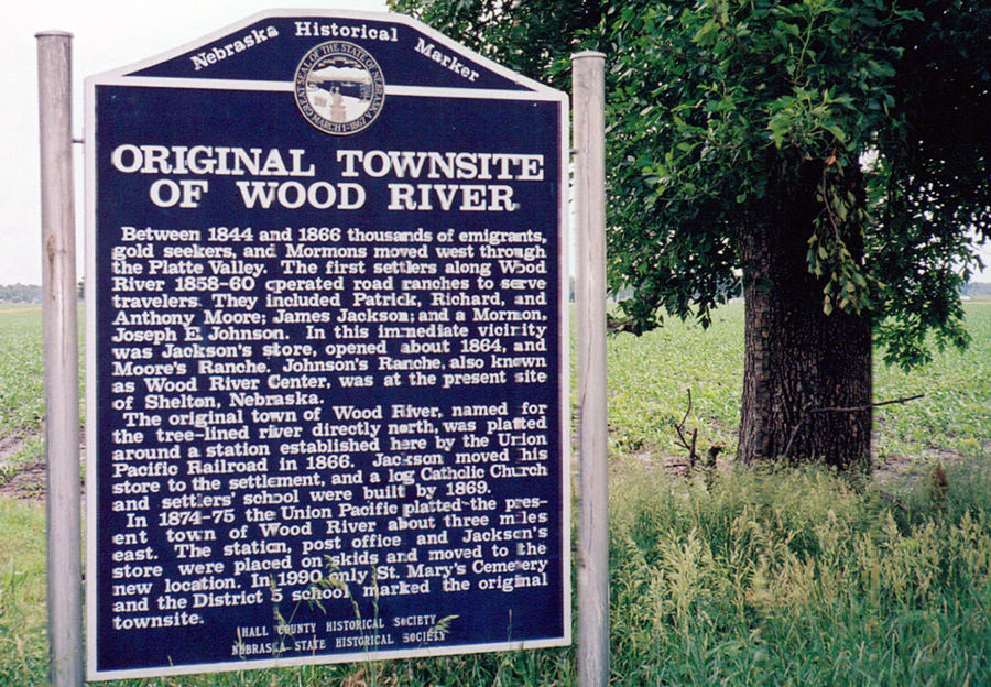 Nebraska Historical Marker Original Townsite of Wood River E