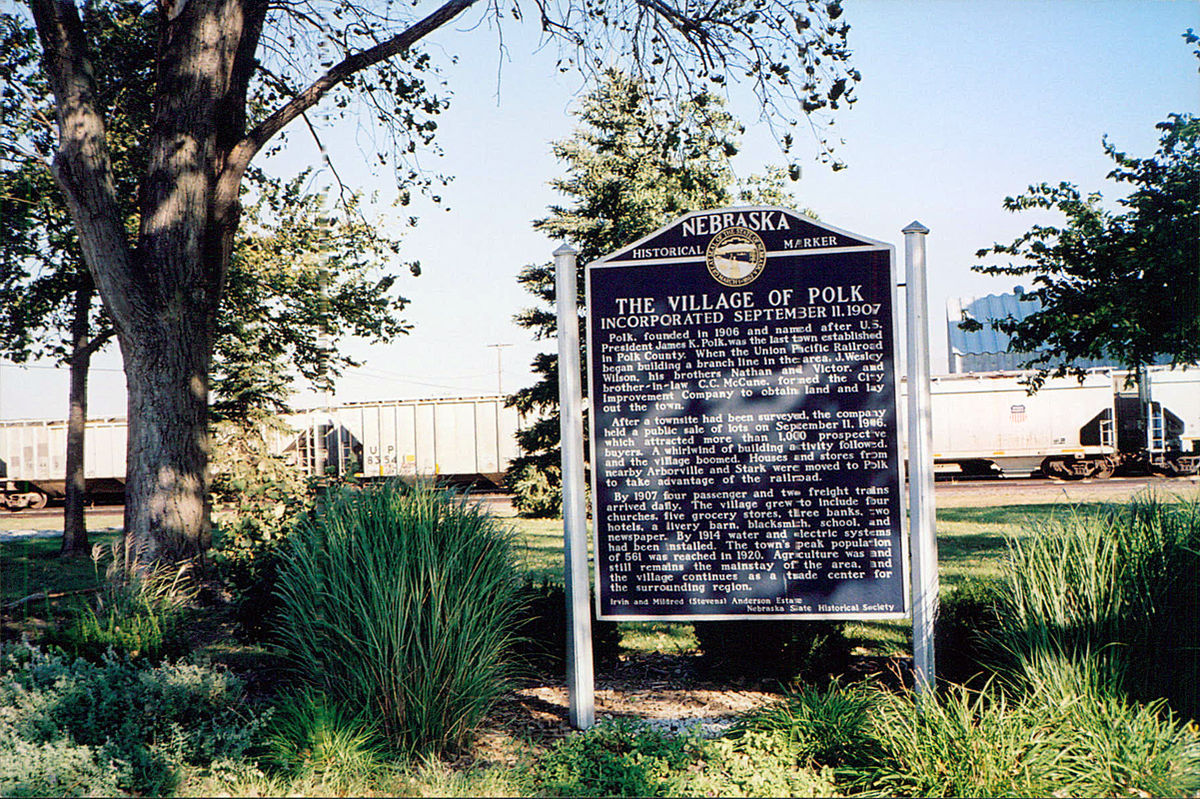 Nebraska Historical Marker The Village of Polk, Incorporated September
