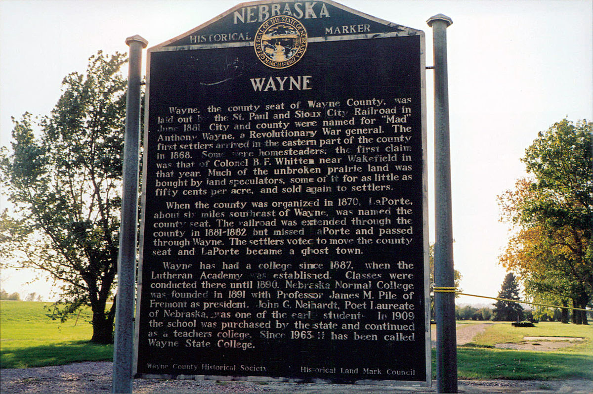 Nebraska Historical Marker Wayne E Nebraska History