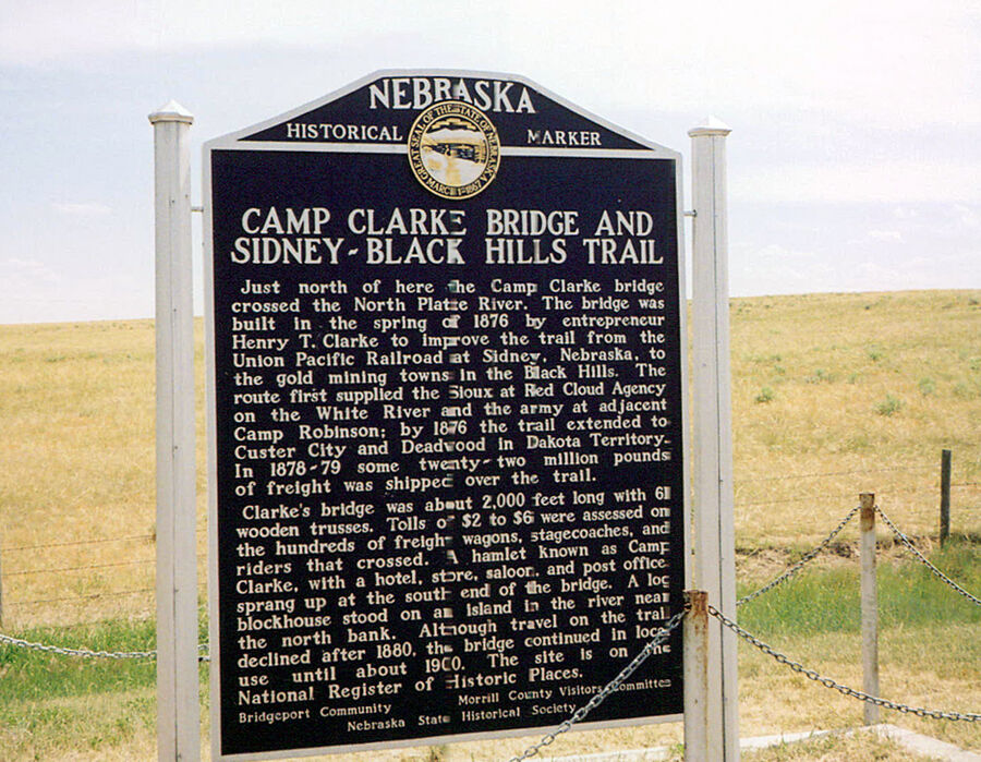 Nebraska Historical Marker Camp Clarke Bridge and SidneyBlack Hills